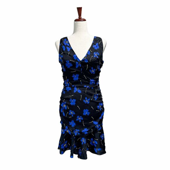 Milly NWT Butterfly Stretch Silk Pam Dress Size 4 Women's Ruched‎ Sheath Blue - Picture 10 of 14